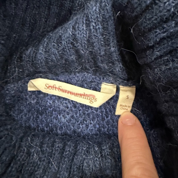 Soft Surroundings Blue Cowl Next Wool Alpaca Soft Knit Pullover Tunic Sweater S - Picture 3 of 8